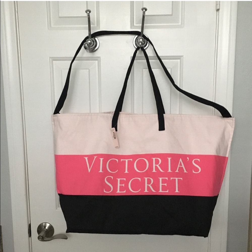 VS Pink and Black Large Weekender Bag NWT